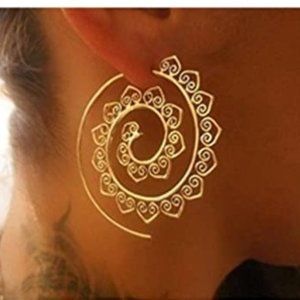 3 Pair Gold Toned Boho Spiral Hoops NWOT